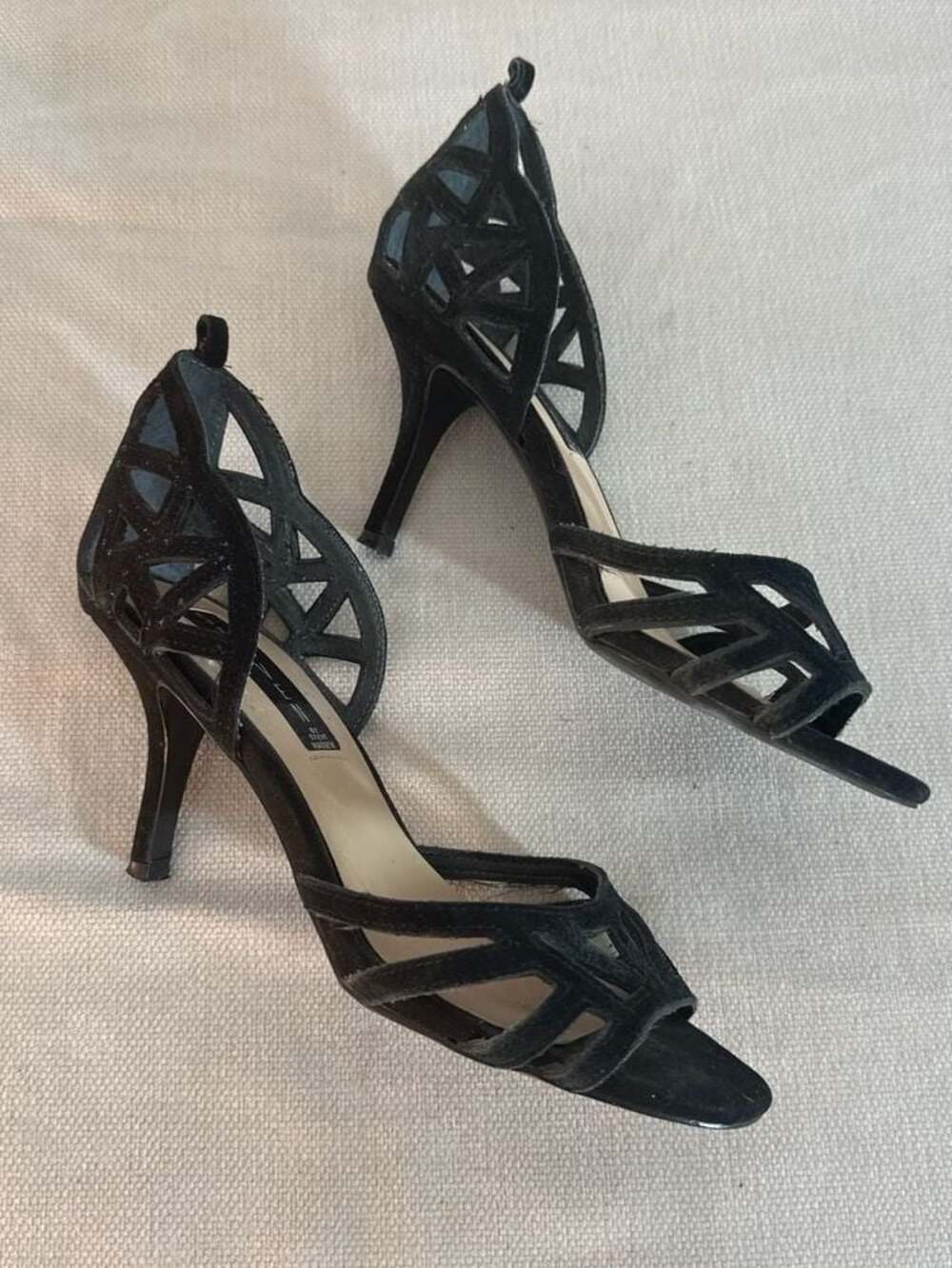 Steven by Steve Madden Vira Black Suede Cutout Heeled Sandals Size 7M